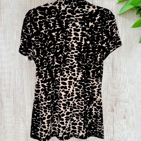 Dkny Animal Print Draped Surplice Wrap Blouse,modern,classic,staple,career wear - Picture 3 of 3
